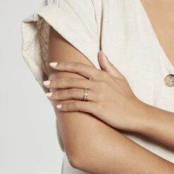 Alliance Fantaisie Diamantee Ruban Plat Or Bicolore -Bijouterie Pas Chère B3AF2W0392 model0