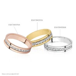 Alliance Fantaisie Diamantee Ruban Plat Or Bicolore -Bijouterie Pas Chère B3AF2W0392 view3