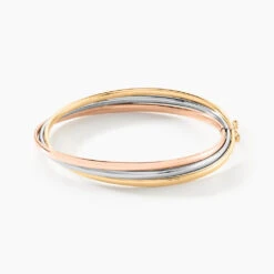 Bracelet Jonc Catalin 3 Fils Flexibles Or Tricolore