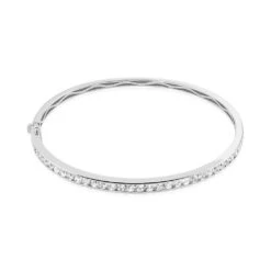 Bracelet Jonc Alane Or Blanc Oxyde De Zirconium