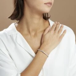 Bracelet Jonc Alane Or Blanc Oxyde De Zirconium -Bijouterie Pas Chère B3BFBZW179 model0