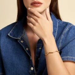 Bracelet Jonc Jennie Ondule Or Jaune -Bijouterie Pas Chère B3BFJW0780 model0