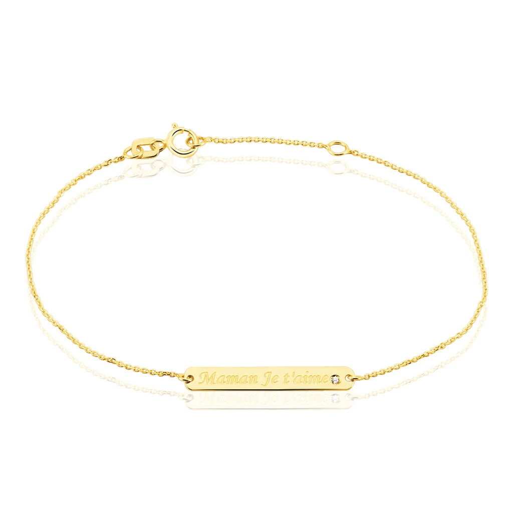 Bracelet Fania Message Or Jaune Oxyde De Zirconium 1 Bracelet Fania Message Or Jaune Oxyde De Zirconium