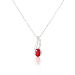 Collier Or Blanc Diamant Rubis