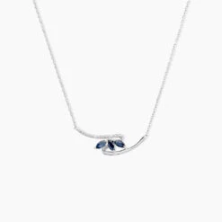 Collier Petale Or Blanc Saphir Et Diamant