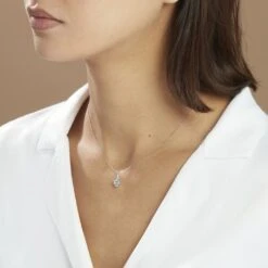 Collier Clothilde Or Blanc Topaze Et Oxyde De Zirconium -Bijouterie Pas Chère B3CFBTB505 model0