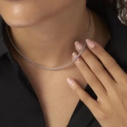 Collier Jerry Maille Corde Or Blanc -Bijouterie Pas Chère B3CFBW0384 model1