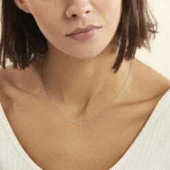 Chaîne Imanie Maille Singapour Or Blanc -Bijouterie Pas Chère B3CFBW0385 model0