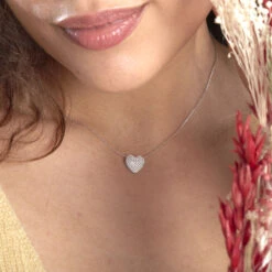 Collier Or Blanc Dann Oxydes De Zirconium 7 Collier Or Blanc Dann Oxydes De Zirconium -Bijouterie Pas Chère B3CFBZW520 model1