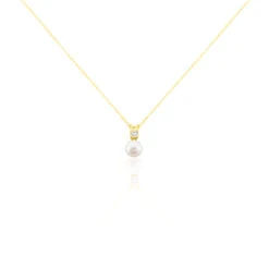 Collier Or Jaune Bragi Perle De Culture Oxyde De Zirconium