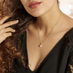 Collier Or Jaune Bragi Perle De Culture Oxyde De Zirconium -Bijouterie Pas Chère B3CFJU2331 model0