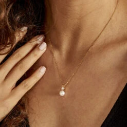 Collier Or Jaune Bragi Perle De Culture Oxyde De Zirconium -Bijouterie Pas Chère B3CFJU2331 model1