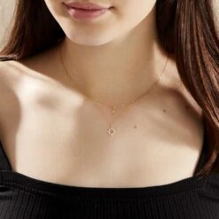 Collier Terrie Or Jaune Calcedoine Et Oxyde De Zirconium -Bijouterie Pas Chère B3CFJXO005 model0