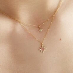 Collier Terrie Or Jaune Calcedoine Et Oxyde De Zirconium -Bijouterie Pas Chère B3CFJXO005 model1