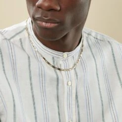 Collier Danae Maille Plaquette Alternée 1/1 Or Bicolore -Bijouterie Pas Chère B3CH2W0025 model0