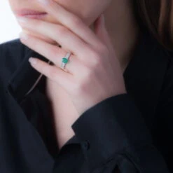 Bague Crista Or Blanc Emeraude Et Diamant -Bijouterie Pas Chère B3DFBEV175 model0