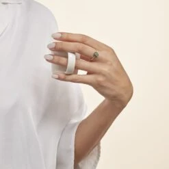 Bague Leona Or Blanc Emeraude Diamant -Bijouterie Pas Chère B3DFBEV248 model1