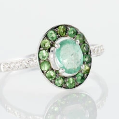 Bague Leona Or Blanc Emeraude Diamant -Bijouterie Pas Chère B3DFBEV248 view3