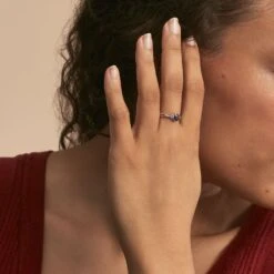 Bague Cassie Or Blanc Saphir Et Diamant -Bijouterie Pas Chère B3DFBSB467 model0