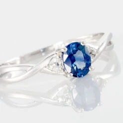 Bague Cassie Or Blanc Saphir Et Diamant -Bijouterie Pas Chère B3DFBSB467 view3