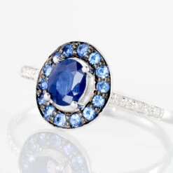 Bague Leona Or Blanc Saphir Diamant -Bijouterie Pas Chère B3DFBSB601 view3