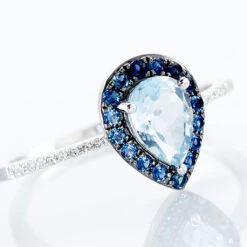 Bague Kenza Or Blanc Topaze Et Saphir Et Diamant -Bijouterie Pas Chère B3DFBTB565 view3