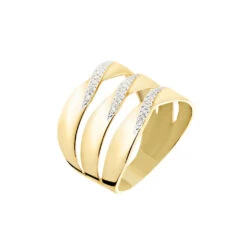Bague Catharine 3 Rangs Or Jaune Diamant