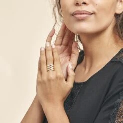 Bague Catharine 3 Rangs Or Jaune Diamant -Bijouterie Pas Chère B3DFJDW1H3 model0