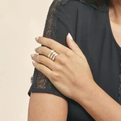 Bague Catharine 3 Rangs Or Jaune Diamant -Bijouterie Pas Chère B3DFJDW1H3 model1