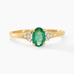 Bague Marie Or Jaune Emeraude Et Diamant