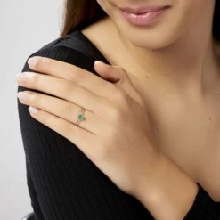 Bague Marie Or Jaune Emeraude Et Diamant -Bijouterie Pas Chère B3DFJEV421 model0