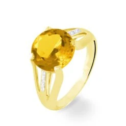 Bague Cecile Or Jaune Quartz Et Diamant