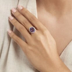 Bague Anna Or Jaune Amethyste Et Oxyde De Zirconium -Bijouterie Pas Chère B3DFJYI608 model1