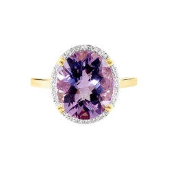 Bague Anna Or Jaune Amethyste Et Oxyde De Zirconium -Bijouterie Pas Chère B3DFJYI608 view1