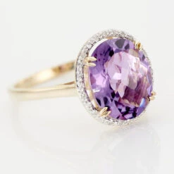 Bague Anna Or Jaune Amethyste Et Oxyde De Zirconium -Bijouterie Pas Chère B3DFJYI608 view3