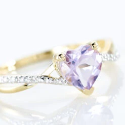 Bague Clothilde Or Jaune Amethyste Et Oxyde De Zirconium -Bijouterie Pas Chère B3DFJYI609 view3