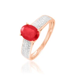 Bague Crista Or Rose Rubis Et Diamant