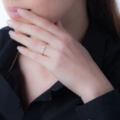 Bague Loriane Or Rose Saphir Et Diamant -Bijouterie Pas Chère B3DFRSB789 model0