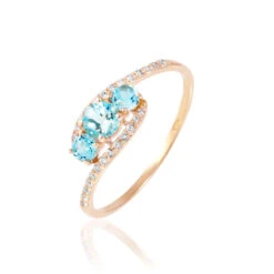 Bague Chloe Or Rose Topaze Et Oxyde De Zirconium