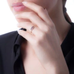 Bague Chloe Or Rose Topaze Et Oxyde De Zirconium -Bijouterie Pas Chère B3DFRTB516 model0