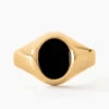 Chevalière Ovale Or Jaune Onyx
