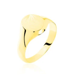 Chevalière Ovale Diamantee Soleil Or Jaune