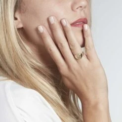 Chevalière Carree Or Jaune Oxyde De Zirconium -Bijouterie Pas Chère B3HMJZW006 model1