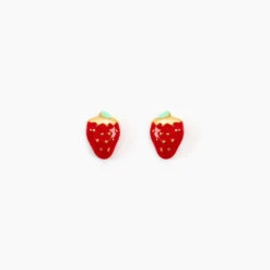 Boucles D'oreilles Puces Fraise Or Jaune
