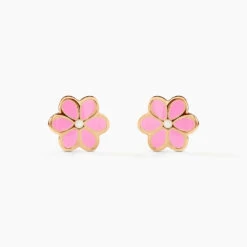 Boucles D'oreilles Puces Or Jaune Talia Email