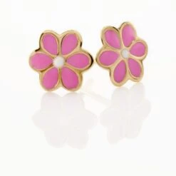 Boucles D'oreilles Puces Or Jaune Talia Email -Bijouterie Pas Chère B3OEJWS481 view2