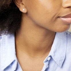 Boucles D'oreilles Puces Fleur Rose Or Jaune -Bijouterie Pas Chère B3OEJWS503 model0