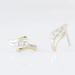 Boucles D'oreilles Pendantes Mayline Or Bicolore Diamant -Bijouterie Pas Chère B3OF2DW159 view2