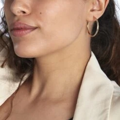 Créoles Abella Diamantee Fil Plat Or Bicolore -Bijouterie Pas Chère B3OF2W00AQ model0