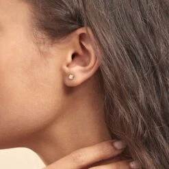 Boucles D'oreilles Puces Anne-maudae Double Coeurs Or Bicolore -Bijouterie Pas Chère B3OF2W0290 model0